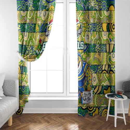 Eels Rugby Merry Christmas Window Curtain Indigenous Australian Art
