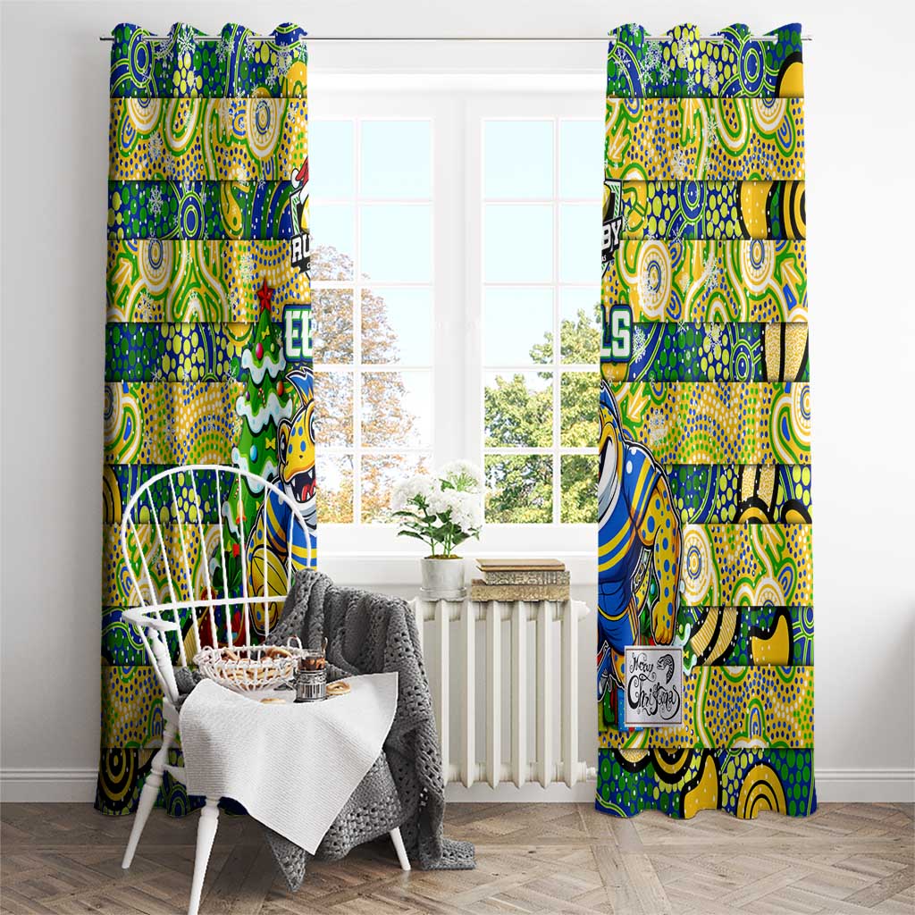 Eels Rugby Merry Christmas Window Curtain Indigenous Australian Art