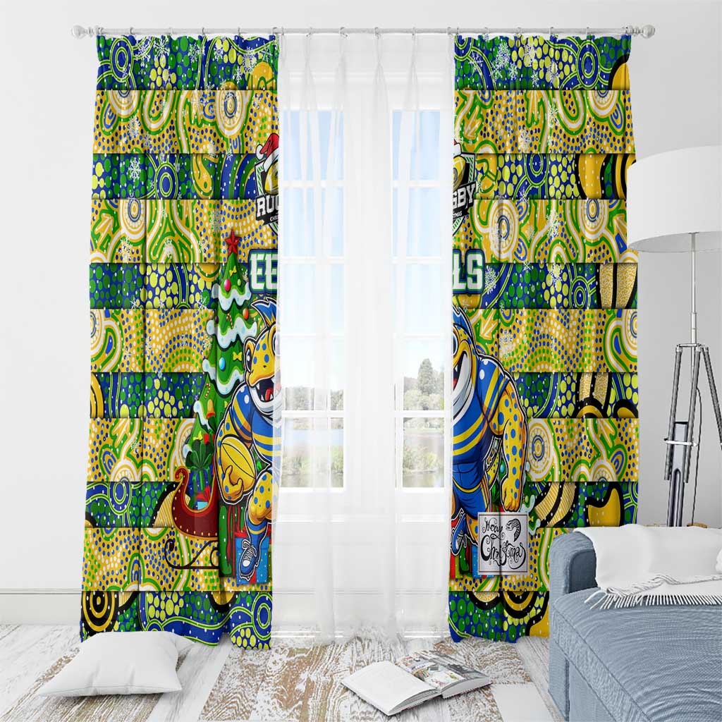 Eels Rugby Merry Christmas Window Curtain Indigenous Australian Art