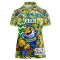 Custom Eels Rugby Merry Christmas Women Polo Shirt Indigenous Australian Art