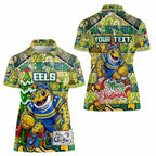 Custom Eels Rugby Merry Christmas Women Polo Shirt Indigenous Australian Art