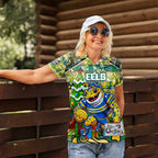 Custom Eels Rugby Merry Christmas Women Polo Shirt Indigenous Australian Art