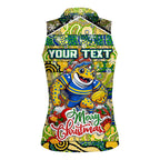 Custom Eels Rugby Merry Christmas Women Sleeveless Polo Shirt Indigenous Australian Art