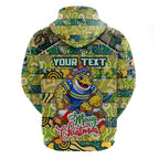 Custom Eels Rugby Merry Christmas Zip Hoodie Indigenous Australian Art