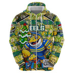 Custom Eels Rugby Merry Christmas Zip Hoodie Indigenous Australian Art