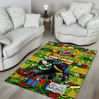 Panthers Rugby Merry Christmas Area Rug Indigenous Australian Art