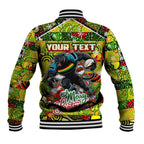 Custom Panthers Rugby Merry Christmas Baseball Jacket Indigenous Australian Art