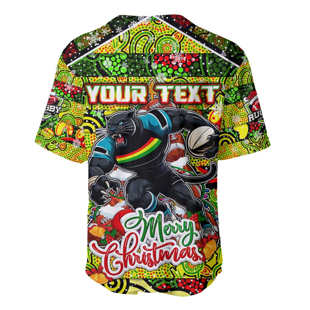 Custom Panthers Rugby Merry Christmas Baseball Jersey Indigenous Australian Art