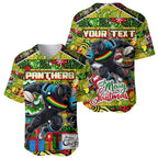 Custom Panthers Rugby Merry Christmas Baseball Jersey Indigenous Australian Art