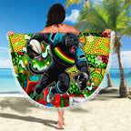 Panthers Rugby Merry Christmas Beach Blanket Indigenous Australian Art