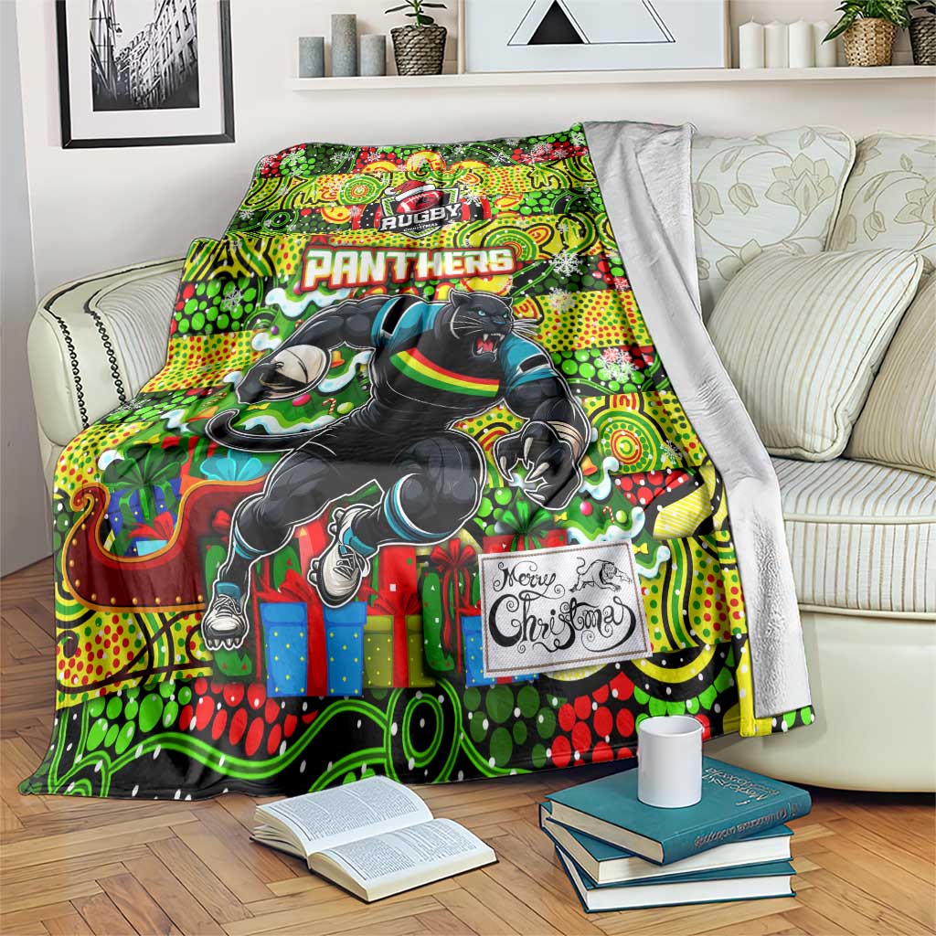 Panthers Rugby Merry Christmas Blanket Indigenous Australian Art