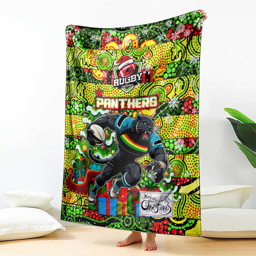 Panthers Rugby Merry Christmas Blanket Indigenous Australian Art