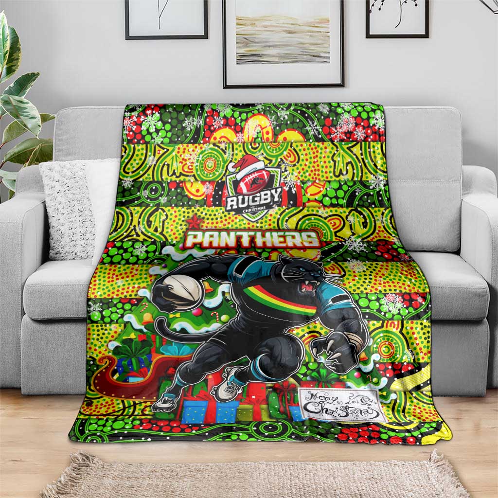 Panthers Rugby Merry Christmas Blanket Indigenous Australian Art