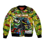 Custom Panthers Rugby Merry Christmas Bomber Jacket Indigenous Australian Art