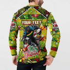 Custom Panthers Rugby Merry Christmas Button Sweatshirt Indigenous Australian Art