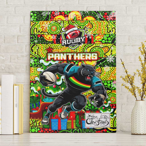 Panthers Rugby Merry Christmas Canvas Wall Art Indigenous Australian Art