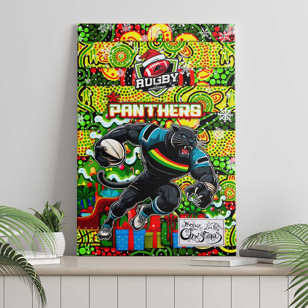 Panthers Rugby Merry Christmas Canvas Wall Art Indigenous Australian Art