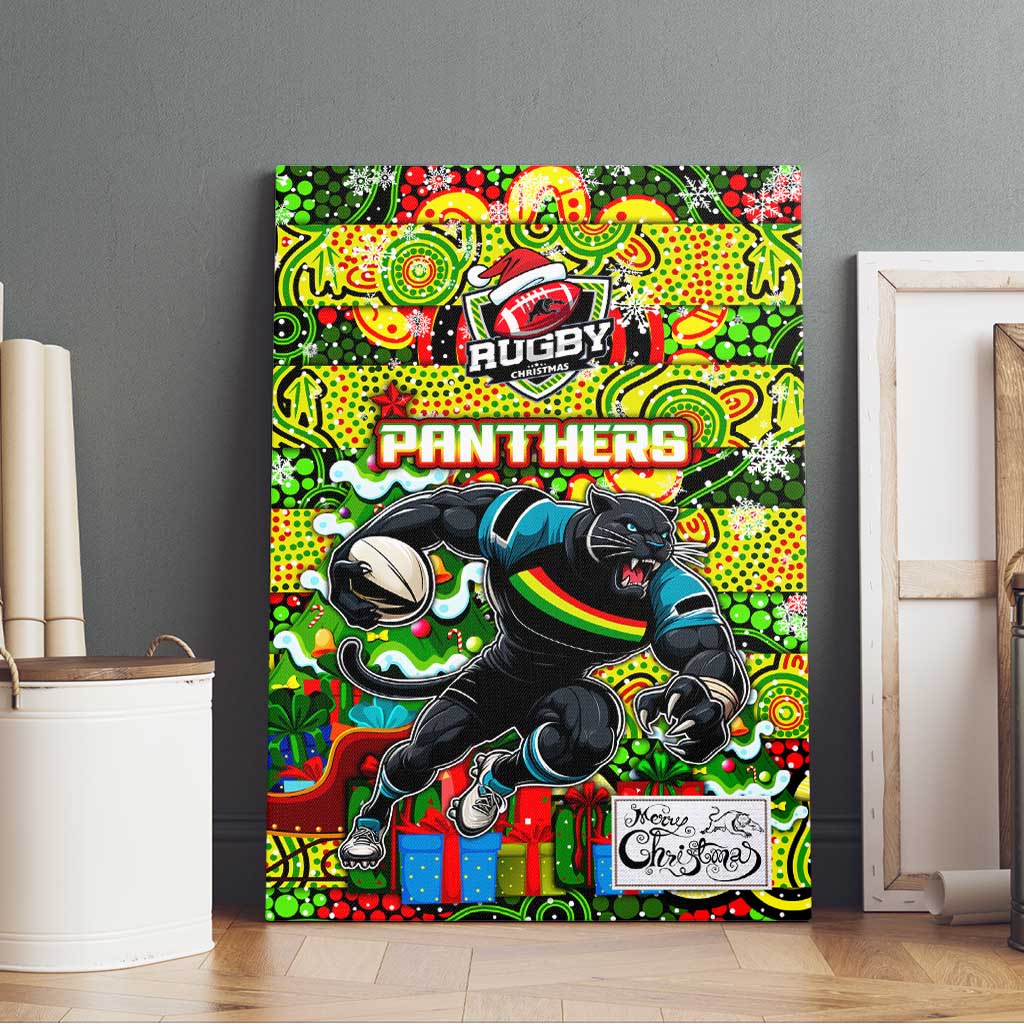 Panthers Rugby Merry Christmas Canvas Wall Art Indigenous Australian Art
