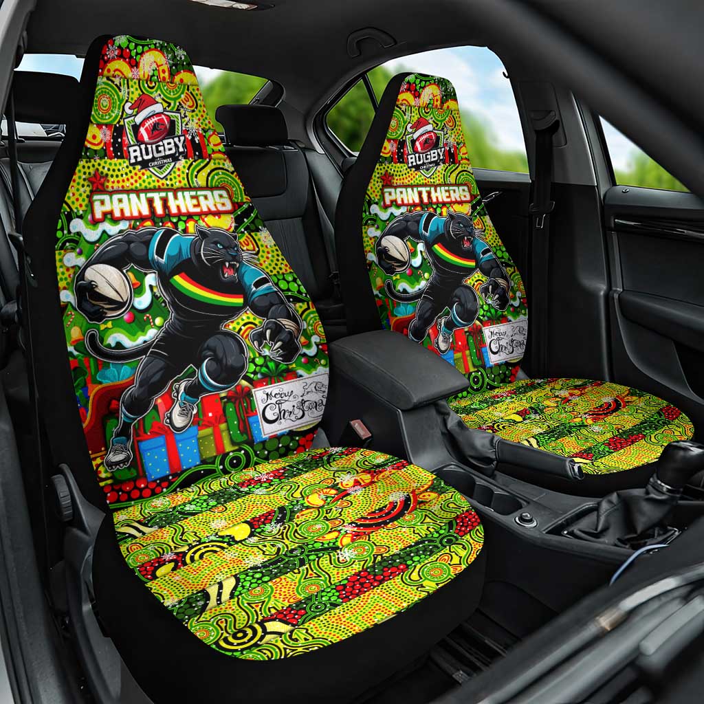 Panthers Rugby Merry Christmas Car Seat Cover Indigenous Australian Art