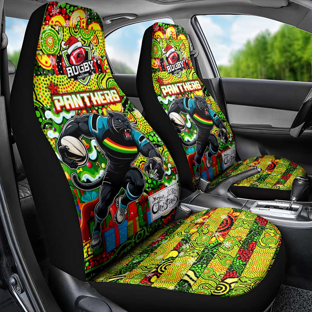 Panthers Rugby Merry Christmas Car Seat Cover Indigenous Australian Art