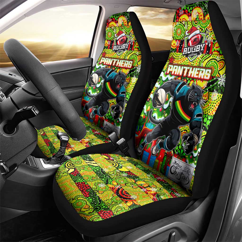 Panthers Rugby Merry Christmas Car Seat Cover Indigenous Australian Art