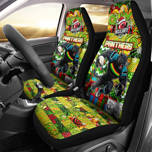 Panthers Rugby Merry Christmas Car Seat Cover Indigenous Australian Art