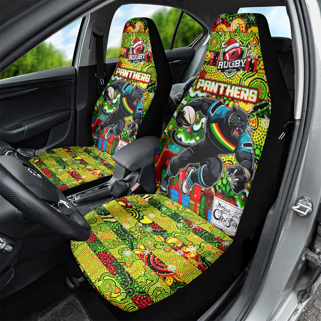 Panthers Rugby Merry Christmas Car Seat Cover Indigenous Australian Art