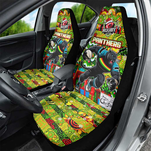 Panthers Rugby Merry Christmas Car Seat Cover Indigenous Australian Art
