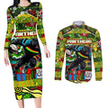 Custom Panthers Rugby Merry Christmas Couples Matching Long Sleeve Bodycon Dress and Long Sleeve Button Shirt Indigenous Australian Art
