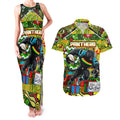 Custom Panthers Rugby Merry Christmas Couples Matching Tank Maxi Dress and Hawaiian Shirt Indigenous Australian Art
