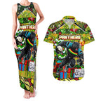 Custom Panthers Rugby Merry Christmas Couples Matching Tank Maxi Dress and Hawaiian Shirt Indigenous Australian Art