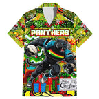 Custom Panthers Rugby Merry Christmas Family Matching Mermaid Dress and Hawaiian Shirt Indigenous Australian Art
