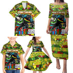 Custom Panthers Rugby Merry Christmas Family Matching Puletasi and Hawaiian Shirt Indigenous Australian Art