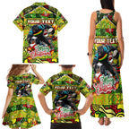 Custom Panthers Rugby Merry Christmas Family Matching Tank Maxi Dress and Hawaiian Shirt Indigenous Australian Art