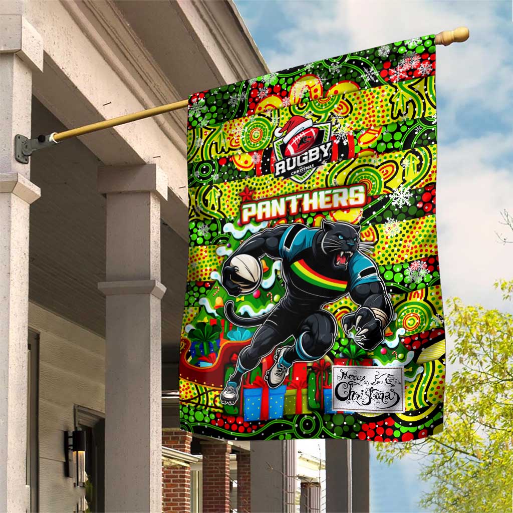 Panthers Rugby Merry Christmas Garden Flag Indigenous Australian Art