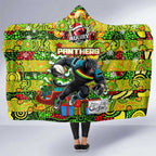 Panthers Rugby Merry Christmas Hooded Blanket Indigenous Australian Art
