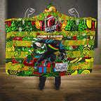 Panthers Rugby Merry Christmas Hooded Blanket Indigenous Australian Art