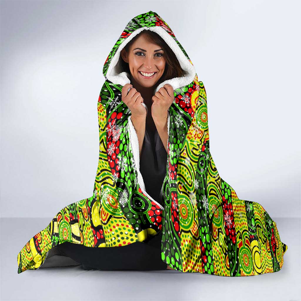 Panthers Rugby Merry Christmas Hooded Blanket Indigenous Australian Art