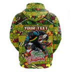 Custom Panthers Rugby Merry Christmas Hoodie Indigenous Australian Art