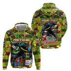 Custom Panthers Rugby Merry Christmas Hoodie Indigenous Australian Art