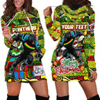Custom Panthers Rugby Merry Christmas Hoodie Dress Indigenous Australian Art