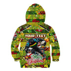 Custom Panthers Rugby Merry Christmas Kid Hoodie Indigenous Australian Art