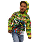 Custom Panthers Rugby Merry Christmas Kid Hoodie Indigenous Australian Art