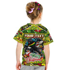 Custom Panthers Rugby Merry Christmas Kid T Shirt Indigenous Australian Art
