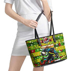 Panthers Rugby Merry Christmas Leather Tote Bag Indigenous Australian Art