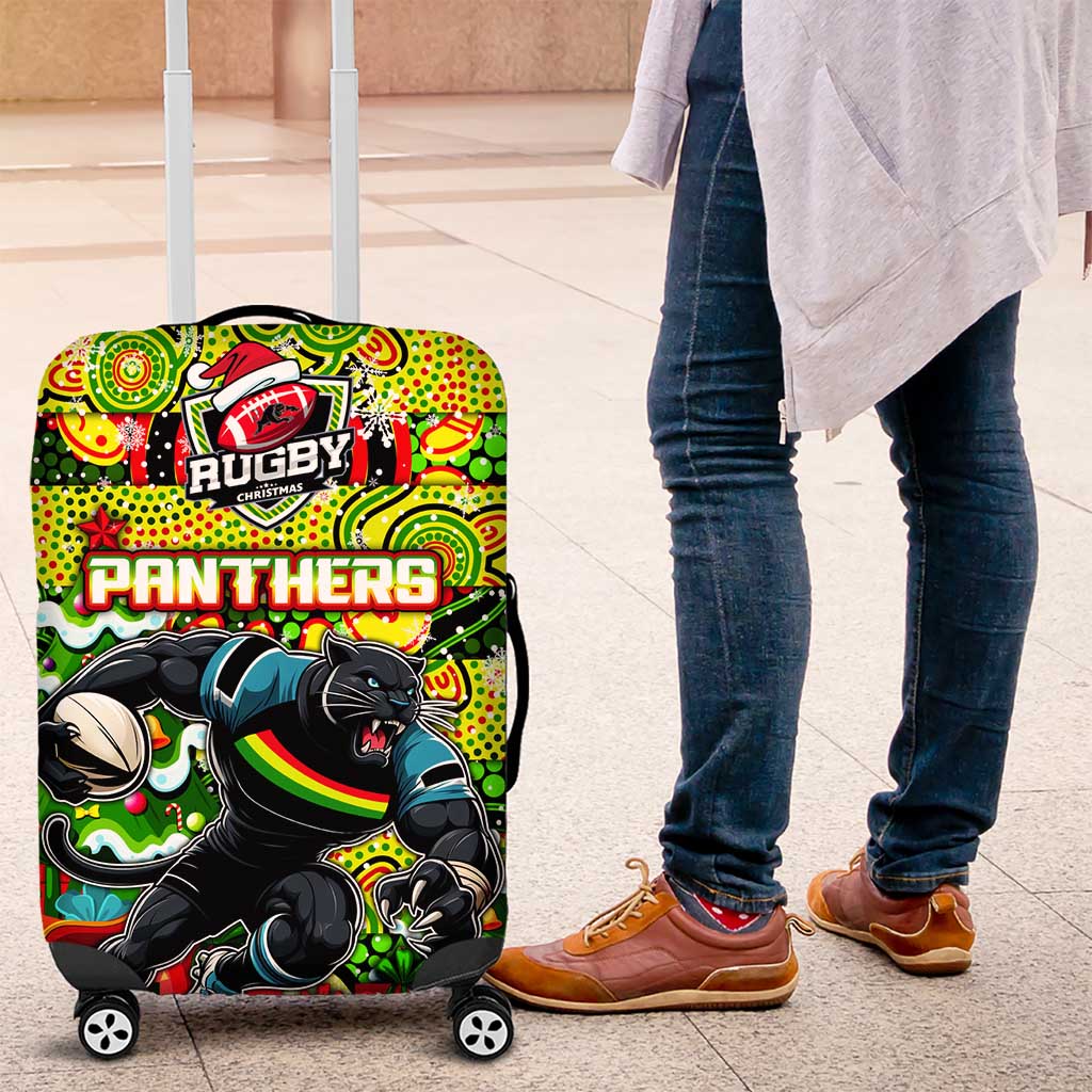 Panthers Rugby Merry Christmas Luggage Cover Indigenous Australian Art