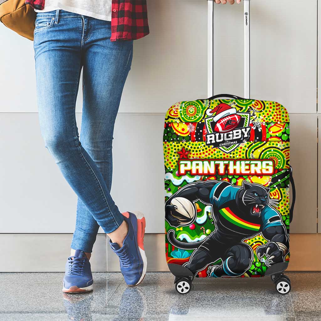 Panthers Rugby Merry Christmas Luggage Cover Indigenous Australian Art