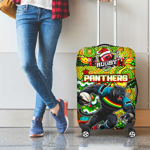 Panthers Rugby Merry Christmas Luggage Cover Indigenous Australian Art