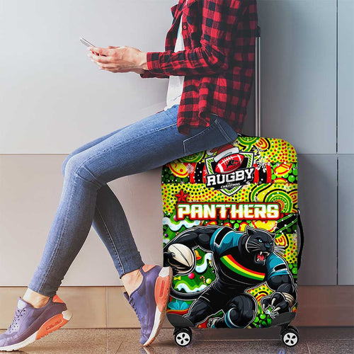 Panthers Rugby Merry Christmas Luggage Cover Indigenous Australian Art