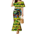 Custom Panthers Rugby Merry Christmas Mermaid Dress Indigenous Australian Art